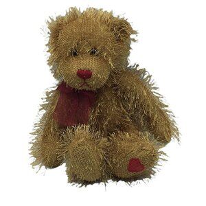 Russ Berrie Teddy Bear Plush Barret Shaggy Valentine Stuffed Animal Red Bow 7"